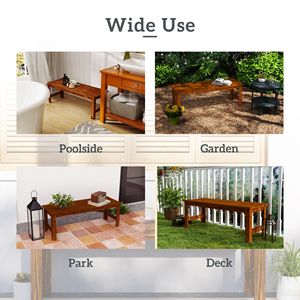 Panca da Giardino a 2 Posti in Bambù per Esterni, Patio, Parco, Bordo Piscina, Senza Schienale, con Seduta a Doghe, Ideale per Centri Commerciali - Product Image 6