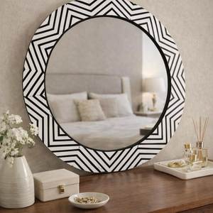 High Quality Handcrafted American Bone Inlay Eco-Friendly <b>Lightweight</b> Square Wall <b>Mirror</b> Brass Accent for Entryway Customizable - Product Image 2