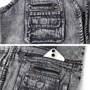 Gilet en jean QYS pour femme, décontracté, couleur unie, boutonné sur le devant, délavage clair, coton, taille haute, coupe ajustée, style automne, respirant - Product Image 6