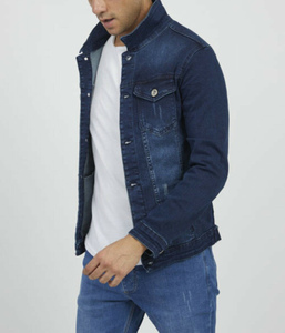 Classic Style Vintage Blue Denim Jacket Custom Casual Slim Long Sleeve <b>Jean</b> Jacket Men'S Ripped Biker denim jacket - Product Image 3