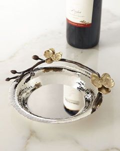 Bol décoratif de luxe en métal doré à motif floral sur support en forme de branche pour la décoration intérieure moderne – Bol décoratif élégant, best-seller - Product Image 3