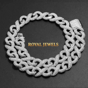 925 Sterling Silver Moissanite Cuban Link <b>Chain</b> Necklace VVS Look <b>Iced</b> <b>Out</b> Hip Hop Wedding Party Gift - Product Image 1