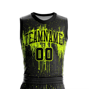 Ensemble de maillots de basket-ball unisexes personnalisés, impression par sublimation, débardeur en maille respirante, short noir vert néon, numéros d'équipe - Product Image 3