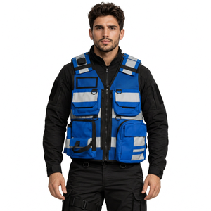 Men's Breathable Reflective Safety <b>Tactical</b> <b>Vest</b> Multi Pockets Zipper Workwear - Product Image 4