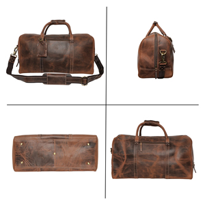 Elegant Leather Duffle <b>Bag</b> Stylish Travel <b>Overnight</b> Gym <b>Bag</b> With Comfortable Handles and Zippered Compartments - Product Image 3