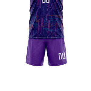 Ensemble de maillots de foot personnalisables pour hommes adultes, 100 % polyester, légers et à séchage rapide, rayés violets, sublimés - Product Image 5