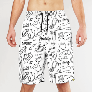 Pantalones Cortos Deportivos para Hombre con Estampado de Mancuernas, Cintura Elástica, Transpirables, para Fitness y Entrenamiento, Diseño en Blanco y Negro - Product Image 5
