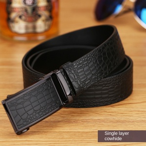 Cinturón de Negocios de Cuero Genuino de Vaca para Hombre al por Mayor, Diseño de Piel de Cocodrilo de Capa Superior con Hebilla Automática sin Dientes 2026 - Product Image 2