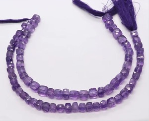 Perles de pierres précieuses en améthyste naturelle du Brésil, forme cube facetté, 6mm 7mm, boîte 3D, prix de gros, en vrac, pour la fabrication de bijoux, brin de 9 pouces - Product Image 1