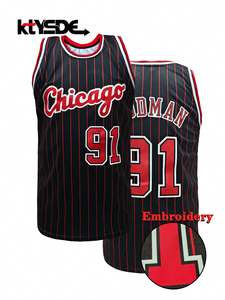 Chicago Black <b>Red</b> <b>Mesh</b> Basketball Jersey - Product Image 5