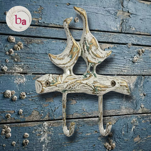 Ba Duck Wall Hook Rustic Animal Design Handmade Metal 2 Hooks Vintage Style Eco-Friendly Multifunction Self-adhesive - Product Image 1