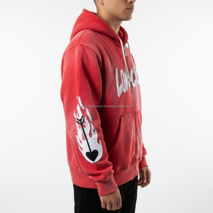 Sudadera con capucha de streetwear para hombre, con cremallera completa, oversize, bordada, transpirable, personalizada, OEM, al por mayor - Product Image 6