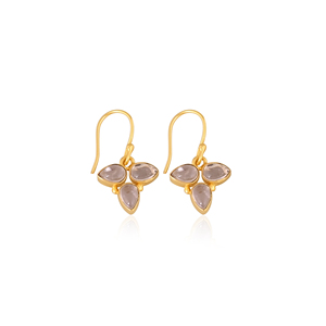Natural Rose Quartz <b>Leaf</b> Earrings Handcrafted Gemstone <b>Jewelry</b> For Women - Product Image 1