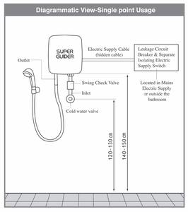 Chauffe-eau électrique instantané sans réservoir Super Guider 8800W, étanche IPX4, mural, pour usage domestique et commercial - Product Image 6