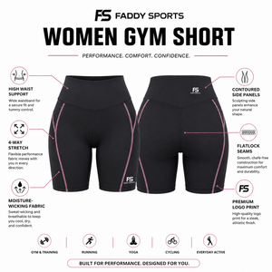 Shorts cycliste taille haute pour femme, noir et rose poudré, avec passepoil contrastant, logo personnalisé, compression, pour gym, yoga et activewear, marque privée, vente en gros - Product Image 5