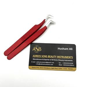 แหนบต่อขนตาแบบ L รูปทรงเพรียวบาง 90 องศา เคลือบสีแดง วัสดุสแตนเลส อุปกรณ์เสริมความงาม - Product Image 5