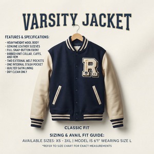 เสื้อแจ็คเก็ตวาร์ซิตี้ขนสัตว์สีเขียวอมฟ้าและสีเหลืองแบบสั่งทำพิเศษจาก TRIARROW EXPORTS สำหรับผู้ชายและผู้หญิง สไตล์วินเทจ กันน้ำ มีฮู้ด แบบบอมเบอร์ - Product Image 6