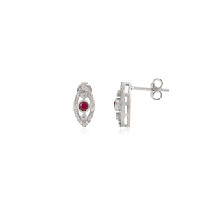 Pendientes de Plata de Ley 925 con Diseño de Ojo para Mujer, con Rubíes y Diamantes Genuinos, para Fiestas y Uso Diario, Joyería Fina, Accesorios al por Mayor - Product Image 3