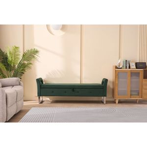 Panca Morbida in Velluto Verde da 172 cm con Braccioli e Vano Portaoggetti per Soggiorno, Ingresso e Camera da Letto - Product Image 2
