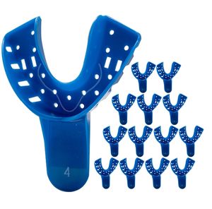 Juego profesional de 12 bandejas de impresión dental de plástico azul real, kit de bandejas espaciadoras desechables premium para seguimiento # 4 Inferiores Medianos - Product Image 1