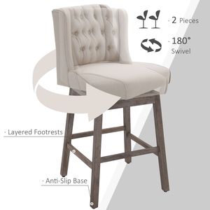 Ensemble de 2 tabourets de bar contemporains Swivel Savvy, rotation à 180 degrés, bois massif avec repose-pieds beige pour cuisine ou bar en métal - Product Image 5