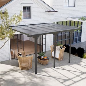 Pergola Gazebo con Tetto Rigido Grigio 12x10 con Pannelli in Policarbonato Resistenti ai Raggi UV e all'Acqua - Dimensioni Regolabili - Product Image 2