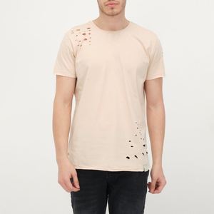 T-shirt en coton tricoté délavé vintage, léger, déchiré, à séchage rapide, col rond, 100 % haute qualité, vente en gros - Product Image 2