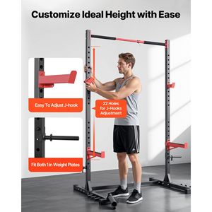 Rack Multifunzionale per Palestra Domestica con Larghezza Regolabile, Attrezzatura per Allenamento con 6 Bande e Pioli per Squat, Leg Press e Bilanciere - Product Image 5
