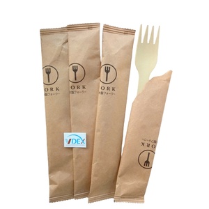 Cubiertos de madera desechables compostables de 160mm, cuchara biodegradable de madera, tenedor, cuchillos, vajilla de madera, Kraft individual ecológico - Product Image 1