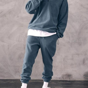 High Quality Fashion Solid Color 2 Piece Sportswear Men's Simple Design Casual Sweatshirt Set for Young Men Daily Outfit - Product Image 2