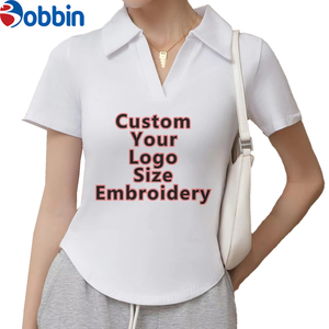 Polo femme à col polo, coupe ample et confortable, avec ourlet incurvé et motif imprimé, pour l'été – Vêtements pour femme en marque propre - Product Image 2