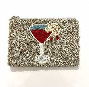 Handmade Luxury Zipper Closure <b>Mini</b> Coin <b>Pouch</b> with Hand Embroidered Beaded Design - Product Image 5