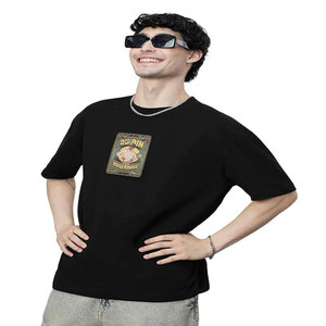 T-shirt surdimensionné pour homme en vente chaude, été, logo personnalisé, t-shirt en coton avec broderie en point de chaînette - Product Image 1