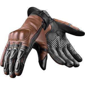 Gants de moto en cuir véritable ciré de qualité supérieure avec doublure intérieure chaude et rembourrage en mousse pour éviter les blessures - Product Image 1