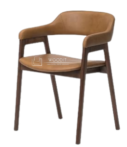 Silla de Restaurante 2026 de Estilo Moderno con Asiento y Respaldo de Cuero 100% Genuino y Patas de Madera para Uso en Exteriores - Product Image 3