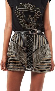 Jupe crayon mini en cuir véritable noir cloutée pour femme, avec ceinture ornée de strass, idéale pour toutes les saisons, style streetwear formel - Product Image 2