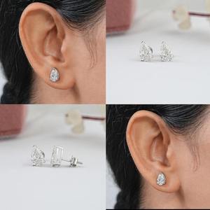 VVS Moissanite Vintage Stud <b>Earrings</b> with Freshwater <b>Pearl</b> <b>Silver</b> Plated-Party & Gift Jewelry - Product Image 3