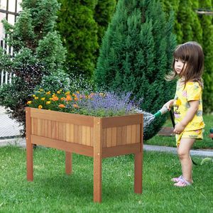 Solid Wood Elevated <b>Planter</b> <b>Box</b> with Legs 1PC Wooden Raised Garden Bed Flower Pots & <b>Planters</b> - Product Image 3