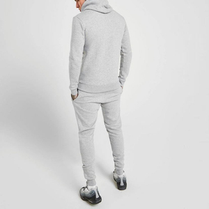 Men's Gray <b>Hooded</b> Tracksuit Full <b>Zip</b> Sweat Suit Joggers Set Solid Plain Color Casual Winter Wear Breathable 100% Cotton Fleece - Product Image 5