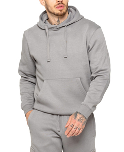 Sweat-shirt à capuche gris uni pour homme, coupe classique, en molleton de coton, décontracté, avec poche avant, pour l'automne, 300 g, vente en gros 2026 - Product Image 1