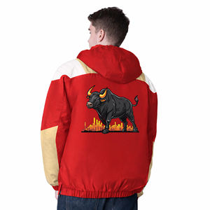Veste à capuche personnalisée pour l'école, avec logo frontal, poches kangourou, demi-zip, coupe-vent léger, veste de mode pour l'extérieur par temps pluvieux - Product Image 4