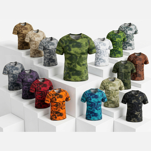 Custom Camouflage Print Short Sleeve Crew Neck T Shirt Breathable Sports <b>Fitness</b> Training Casual Outdoor Activewear Gym Top - Product Image 1