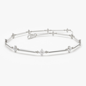 Pulsera de Cadena de Eslabones en Barra VVS de Oro Delicado de Alta Demanda con Diamantes Cultivados en Laboratorio en Oro Sólido de 14K, Pulseras de Trébol en Racimo de 1.5 mm - Product Image 5