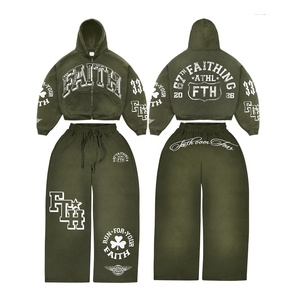 Conjunto Deportivo Informal, Sudadera con Capucha y Pantalones Negros con Cierre Completo, 100% Algodón, Corte Regular, Unisex, para Adultos, Resistente al Viento, para Invierno - Product Image 5
