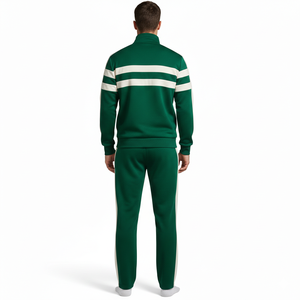 100% Cotton Breathable Casual Solid Autumn Full Length Tracksuit with 300g Fabric <b>Weight</b> <b>Stand</b> Collar Drawstring Closure - Product Image 3