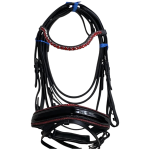 Ensemble de bridon pour cheval personnalisable avec strass scintillants violets, équipement équestre en cuir - Product Image 3