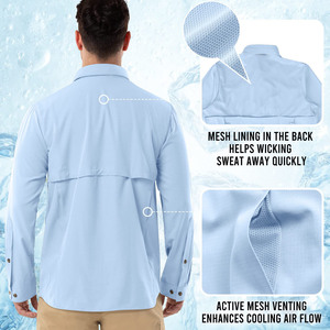 Chemises de randonnée et de pêche à séchage rapide pour hommes, manches longues, multi-poches, chemises boutonnées pour hommes, vêtements de plein air, chemise de randonnée pour hommes - Product Image 3