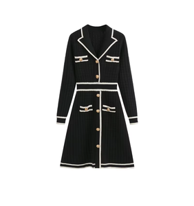 Nuevo Vestido de Punto Holgado de Verano para Mujer, Estilo Vintage, Ecológico, de Manga Larga, Cuello Vuelto, Largo Medio y Cintura Alta - Product Image 6