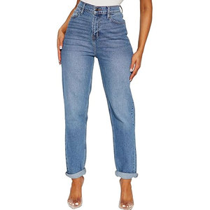 Jeans Modernos para Mamá, 100% Algodón, Cintura Alta, Diseño a la Altura del Tobillo, Estilo Casual, Moda Urbana, Looks de Fin de Semana - Product Image 1