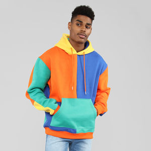 Sudadera con Capucha Oversize para Hombre, Diseño Color Block, Multicolor, Estilo Casual Urbano, Tejido Grueso - Product Image 6